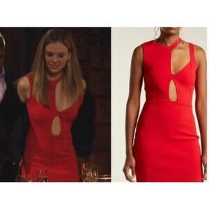 Esteban Cortazar  Cutout Dress Sleeveless Sheath Midi Red Size M